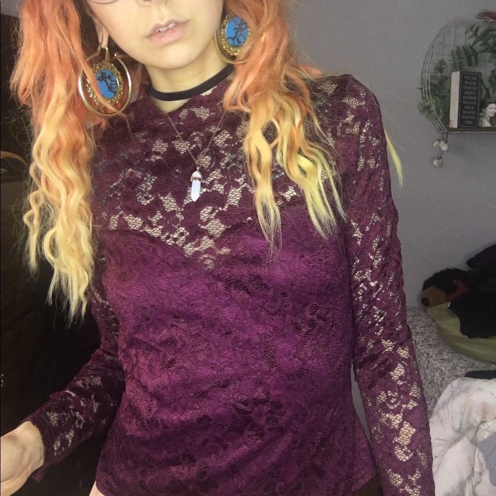 Burgundy lace dress top